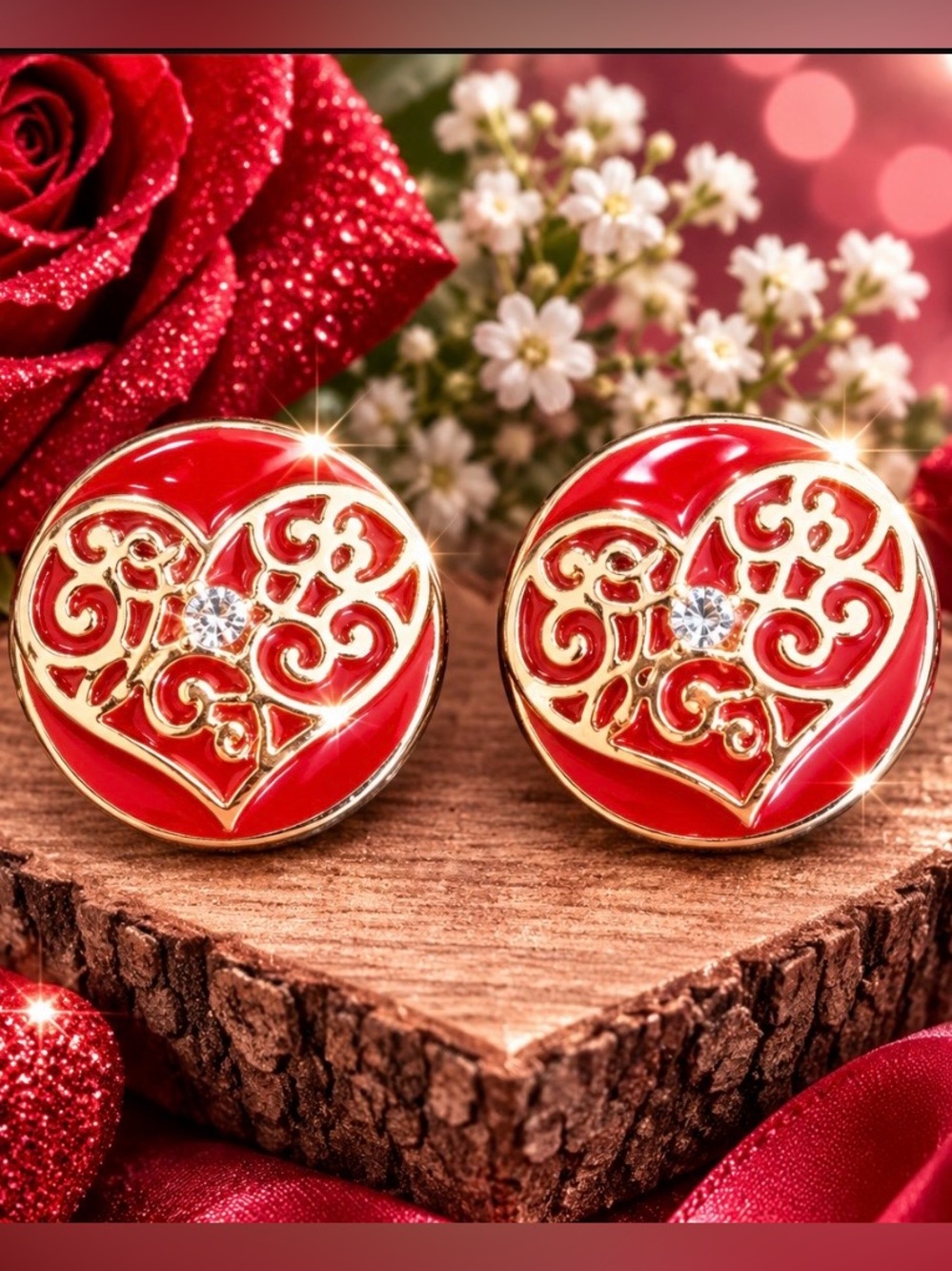Red Heart Filigree original dots compatible with Style Dots Jewelry